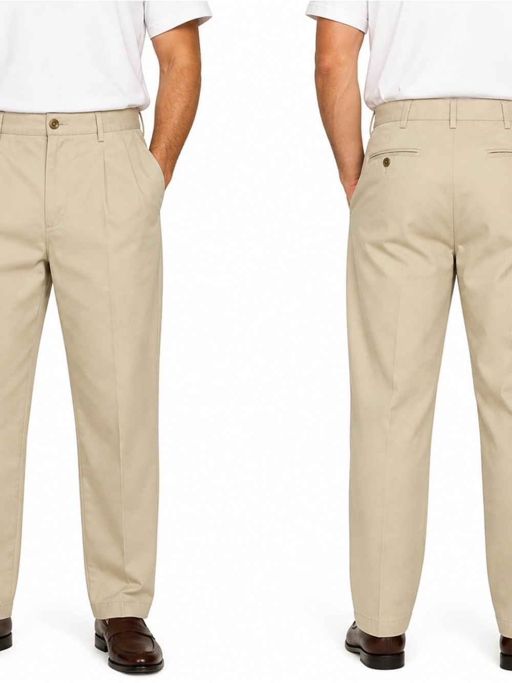 Lands' End Men's Classic Chinos in Khaki 33x28 - 0481